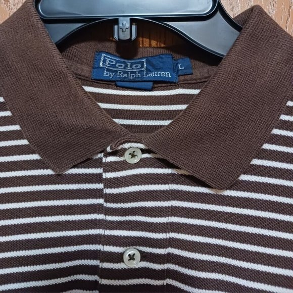 Polo (Ralph Lauren)-(Brown Stripe)-(Size L)-(Pre-owned)-(New Condition)-$30.00 - Picture 3 of 4